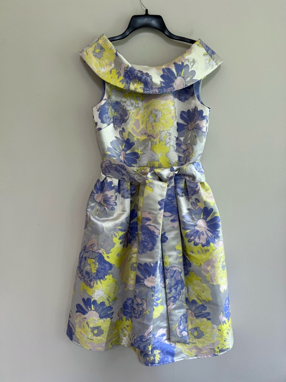Alex Marie Diana Floral Fancy Party Belted Midi Dress in Yellow/Purple, 4 - Picture 2 of 12